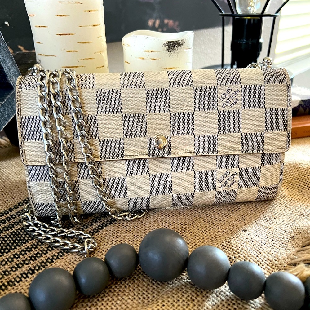 LOUIS VUITTON Damier AzurPortefeuille Sarah Wallet MI1047 convert Crossbody